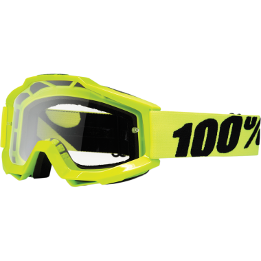 OFF-ROAD BRILLES 100% ACCURI FLUO DZELTENS CLEAR